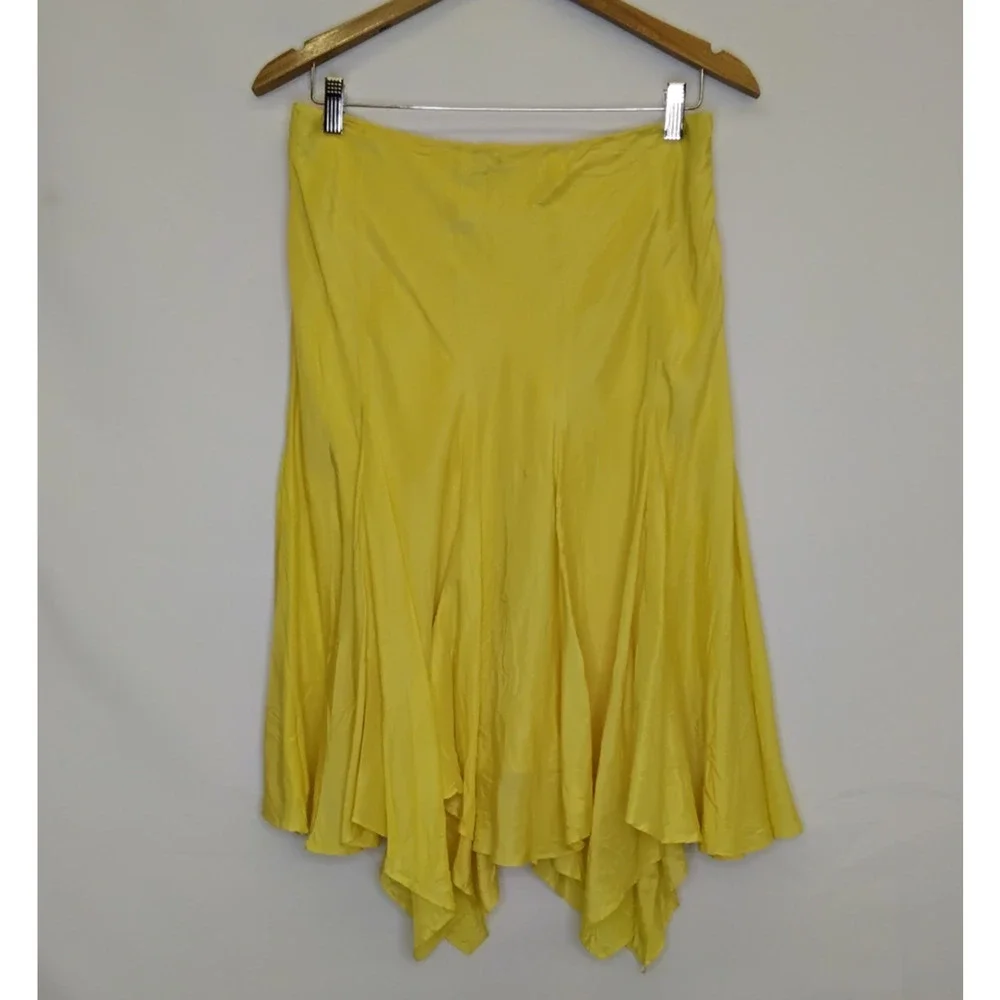 Ted Baker London Silk Handkerchief Skirt Women's 2 Yellow Knee Length #J5853